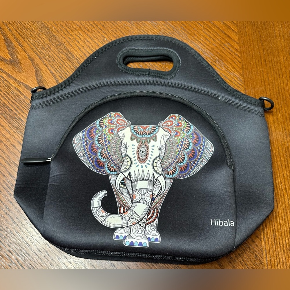 Hibala Neoprene Elephant Print Lunch Bag
